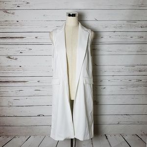 Zara Basic White Sleeveless Long Blazer/Vest